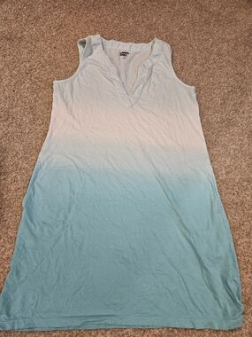 Lands' End Sleeveless Ombre V-Neck Swim Cover Up Dress